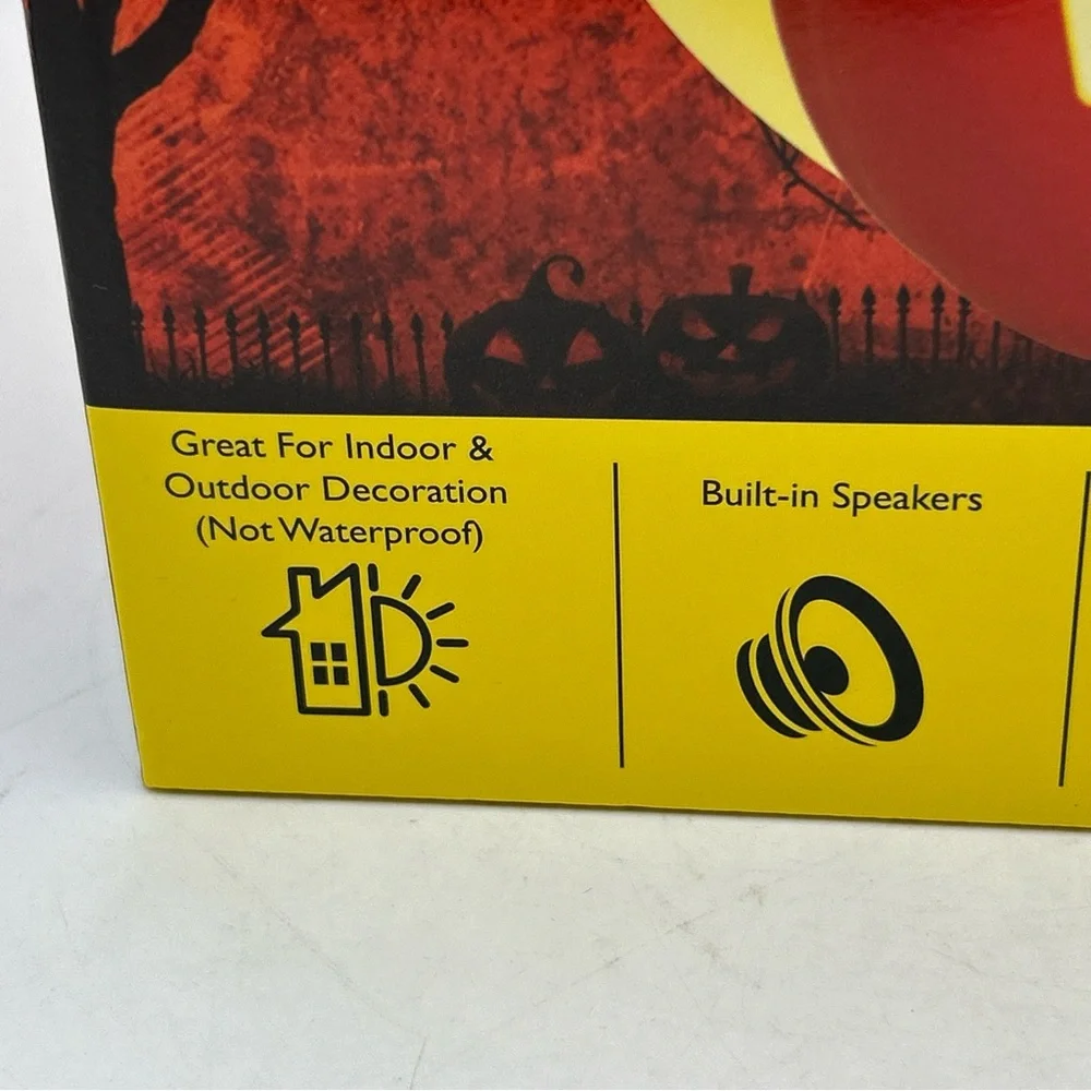 Halloween LED Pumpkin w/Speakers,Halloween Music 5-Fun & Spooky Faces 7.5x8.5”